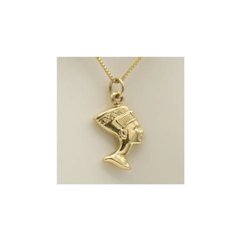 14k Solid Yellow Gold Nefertiti Charm marked as 14k with history inspired designs