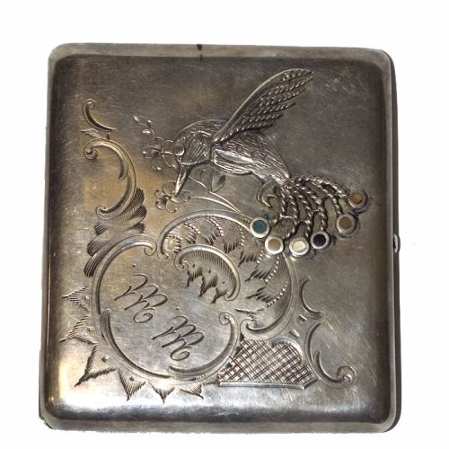 Antique Silver Engraved Cigarette Case made in Imperial Russia