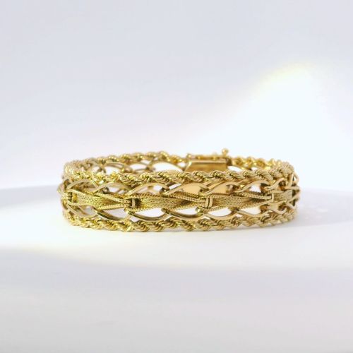 1960s 14K Yellow Gold Woven Rope Bracelet