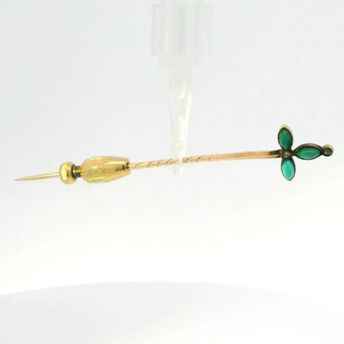 10K Pink Gold Turquoise and Diamond Pin