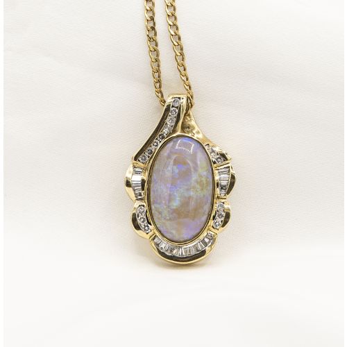 Opal & Diamond Estate 14k Gold Pendant