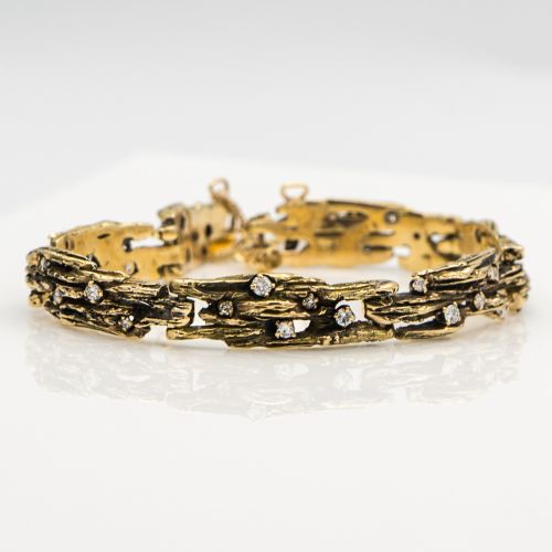 Estate Diamond 14K Yellow Gold Bracelet