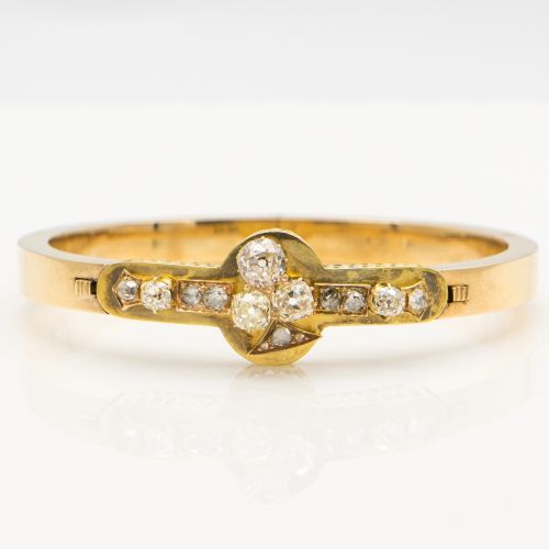 Antique Russian Diamond Gold Bracelet