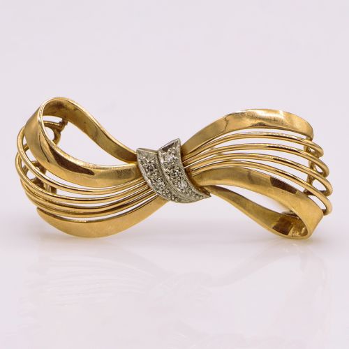 Vintage 18K Gold Bow Brooch