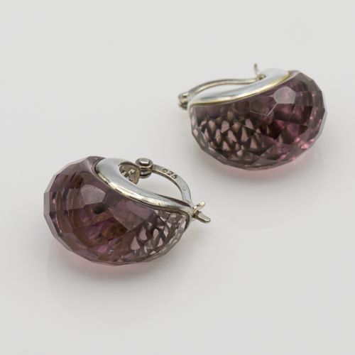 Sterling Silver Glass Crystal Hoop Earrings