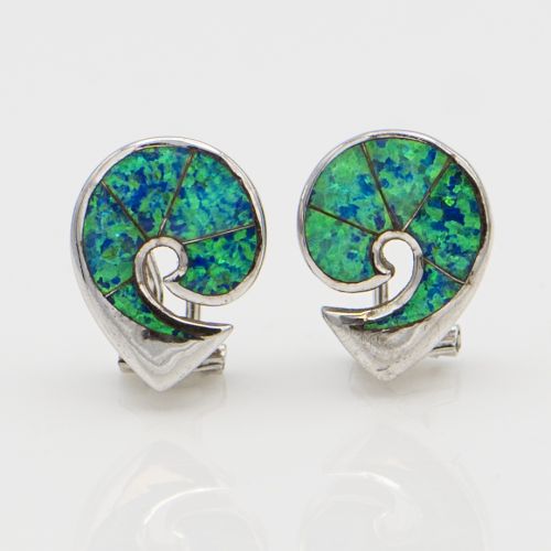 Sterling Silver 925 Opal Inlay Earrings