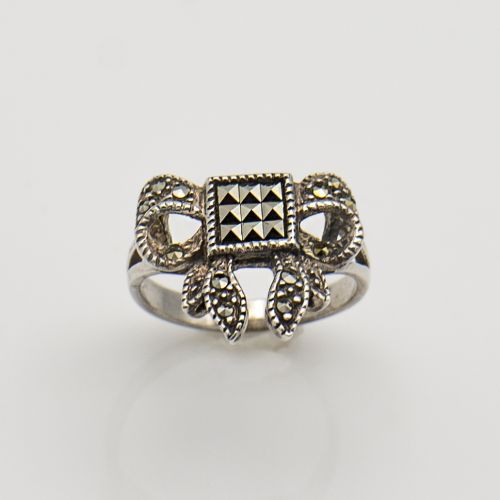 Sterling Silver 925 Marcasite Bow Ring