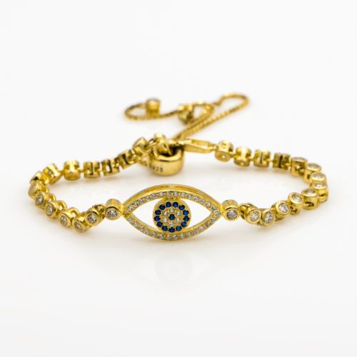 Cubic Zirconia Evil Eye Bracelet Adjustable