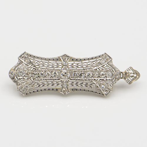 Edwardian 14 White Gold Brooch/Pendant
