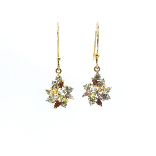 Sterling Silver 925 Vermeil Multi Stone Rainbow Gemstone Earrings