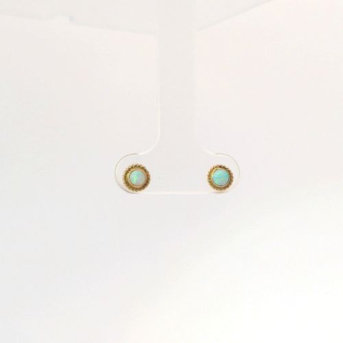 Antique Victorian 10K Yellow Gold Opal Earrings – Original Screw Backs, 0.59g