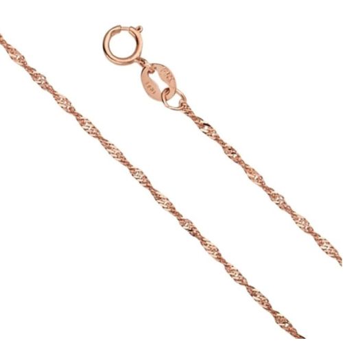 Elegant 14K Rose Gold Singapore Chain Necklace – 17.5"