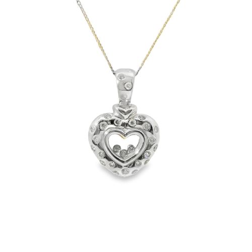 Estate 18K White Gold Floating Diamond Heart Enhancer