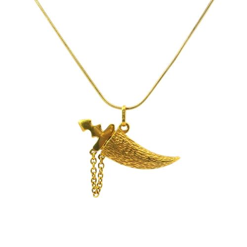 Unique 18K Yellow Gold Dagger & Sheath Pendant – Filigree Design, 5.18 g