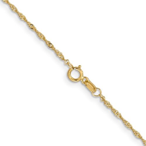 14K Yellow Gold Singapore Chain 16 inches 1.1 mm with Spring Ring
