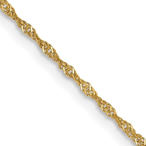 14K Yellow Gold Singapore Chain 18 inches 1.1 mm with Spring Ring
