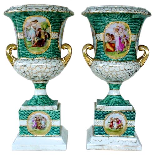 Two Outstanding Antique Porcelain Germany Urns-vases