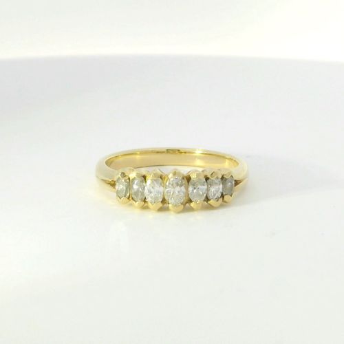 Vintage 14K Yellow Gold Marquise Diamond Band