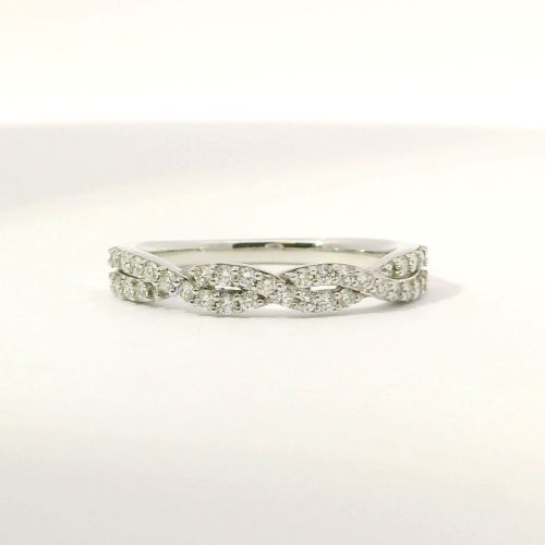 14K White Gold Rhodium Plated Diamond Twist Ring