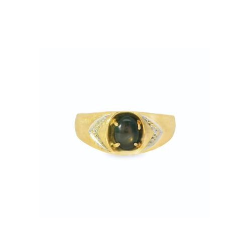 Vintage 10K Yellow Gold Men’s Ring with Black Star Sapphire Cabochon Cut