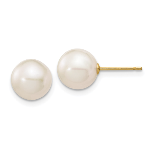 14K Yellow Gold Stud Earrings with 5mm Pearls