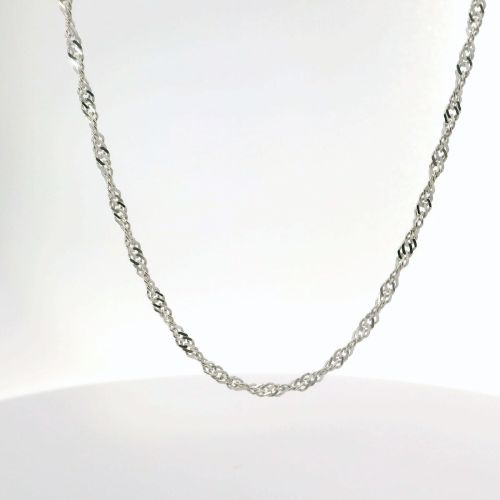 Elegant 14K White Gold Singapore Chain Necklace – 18"