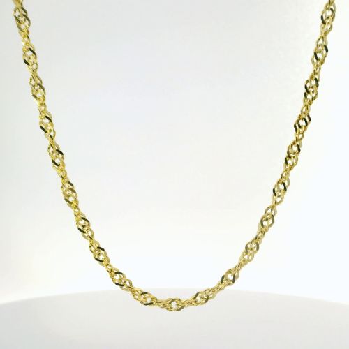 14K Yellow Gold Singapore Chain Necklace – 18" 2.75mm with Lobster Clasp