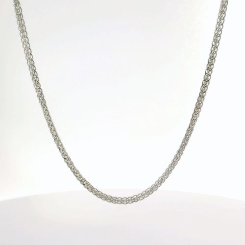 20" Semi-Solid 3-Wire Wheat Chain Necklace in White Gold