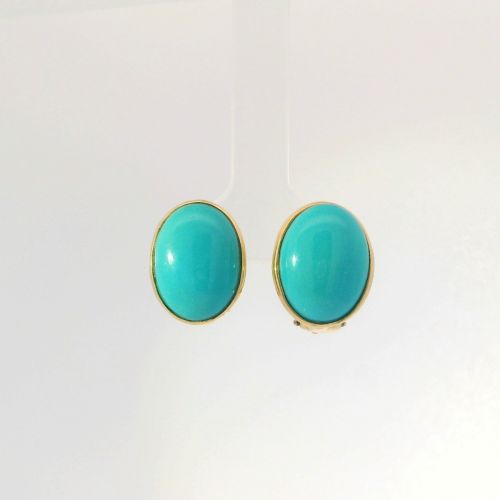 18K Yellow Gold Turquoise Earrings – Omega Clip Lock