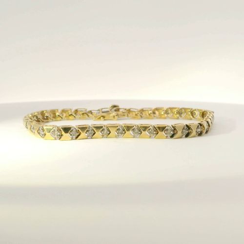 14K Yellow Gold Diamond Bracelet – 35 Diamonds 0.70ct TW, 7", 8.1g