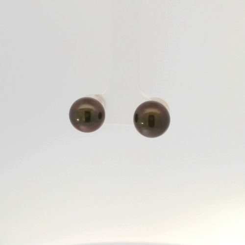 14K Yellow Gold Coffee Freshwater Cultured Pearl Stud Earrings – 9.25mm