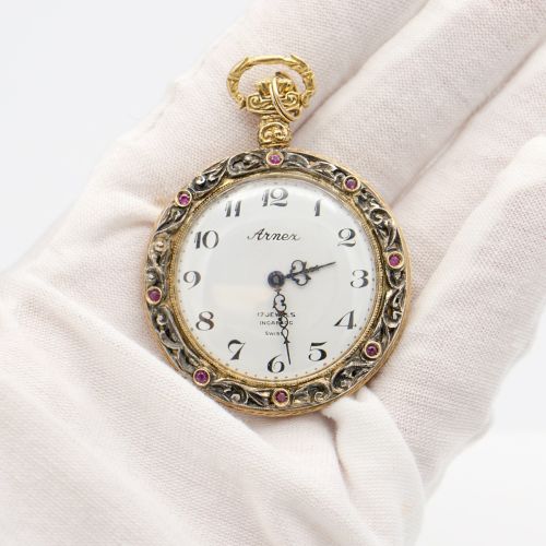 Vintage 18K Gold ARNEX 17-Jewel Swiss Pocket Watch