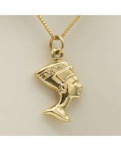 14k Solid Yellow Gold Nefertiti Charm (marked as 14k) with history-inspired designs