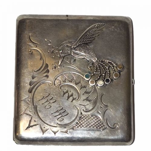 Antique Silver Engraved Cigarette Case made in Imperial Russia