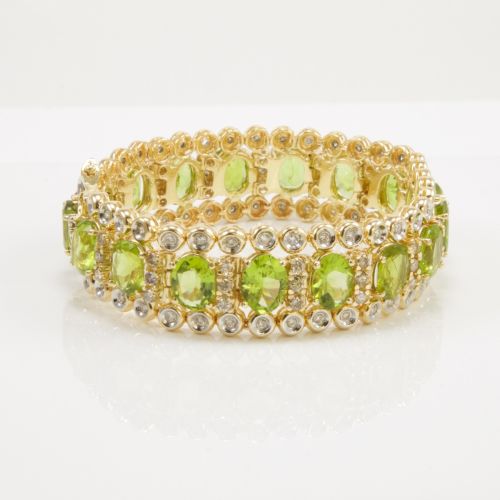 Estate 14k Gold Peridot & Diamond Bracelet
