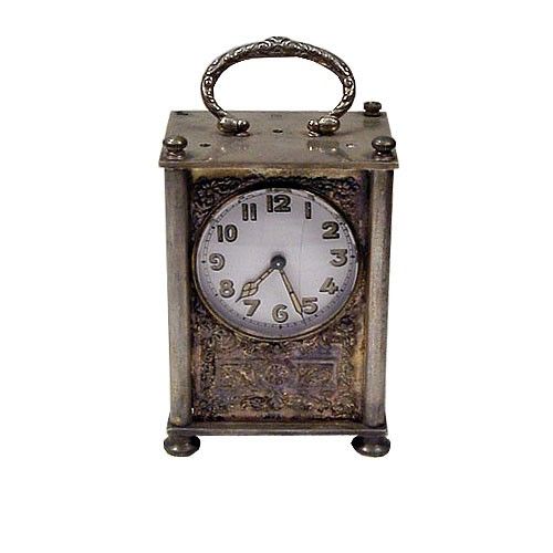 French Brass & Silver Enamel-face Carriage Clock
