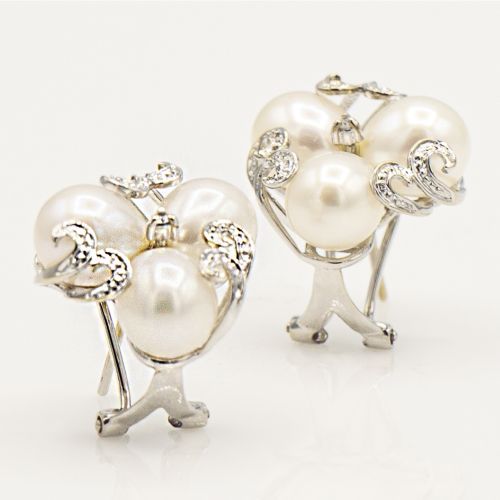 New Gold Pearl and Diamond Earrings