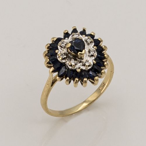 Lovely Heart Shaped Sapphire and Diamond Ring