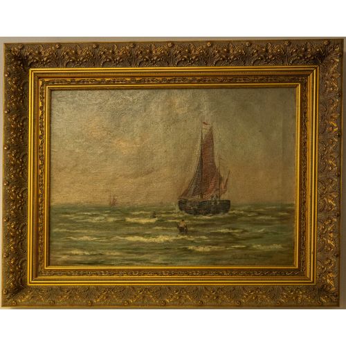 Seascape. Oil On Canvas By Harry W.robinson
