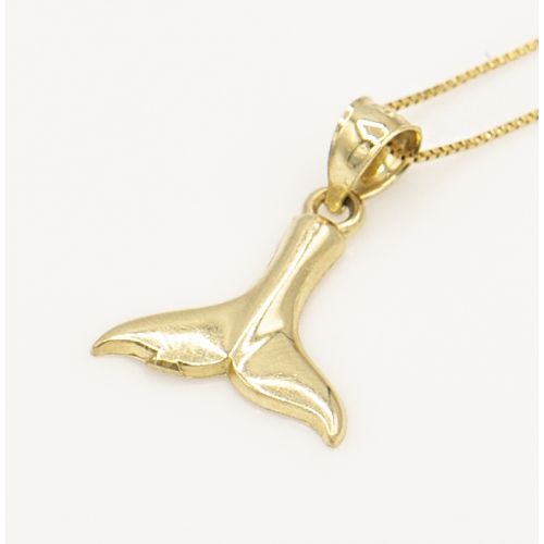 14k Solid Yellow Gold Pendant (marked as14k) Whale Tail