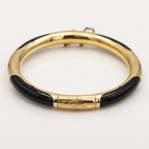 Estate 14k Gold Segment Onyx Bracelet
