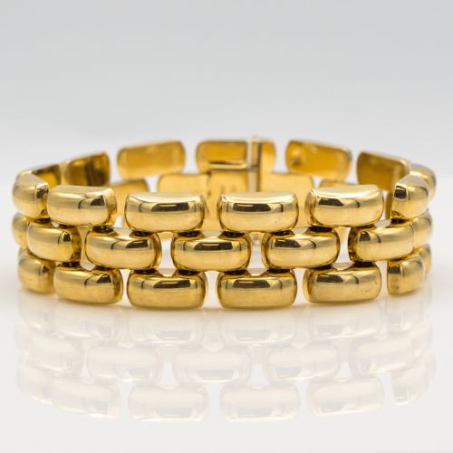 14k Gold 3 Bricks Design Bracelet