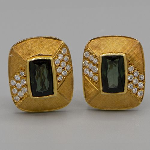 Gold Diamond and Tourmaline Earrings