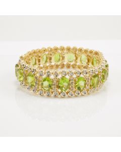 Estate 14k Gold Peridot & Diamond Bracelet