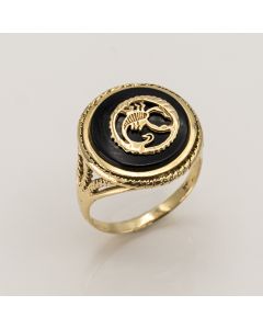14K Gold Ring with Scorpio on Onyx