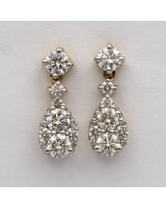 Sparkling Diamonds Drop Earrings in 18K Yellow Gold