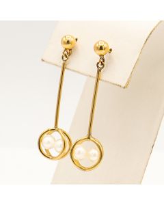 Estate 14k Gold Pearl Dangle Earrings