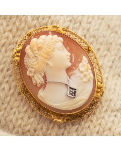 Vintage Dressed Shell Cameo Brooch