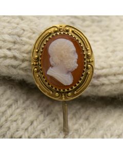 Antique Coral Cameo 14k Yellow Gold Pin