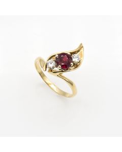 Estate Ruby and Diamond 14K Yellow Gold Fantasy Ring